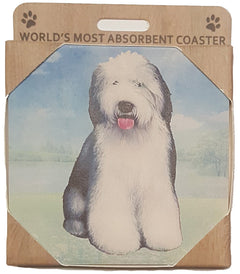 E&S Imports Ceramic Pet Coasters - Old English Sheepdog (250-77)
