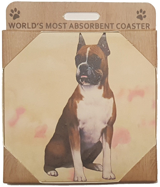 E&S Imports Ceramic Pet Coasters - Boxer, Cropped (250-7)