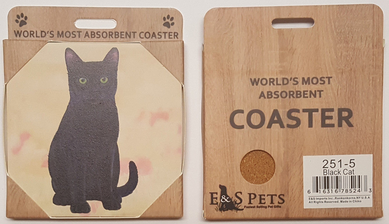 E&S Imports Ceramic Pet Coasters - Black Cat (251-5)