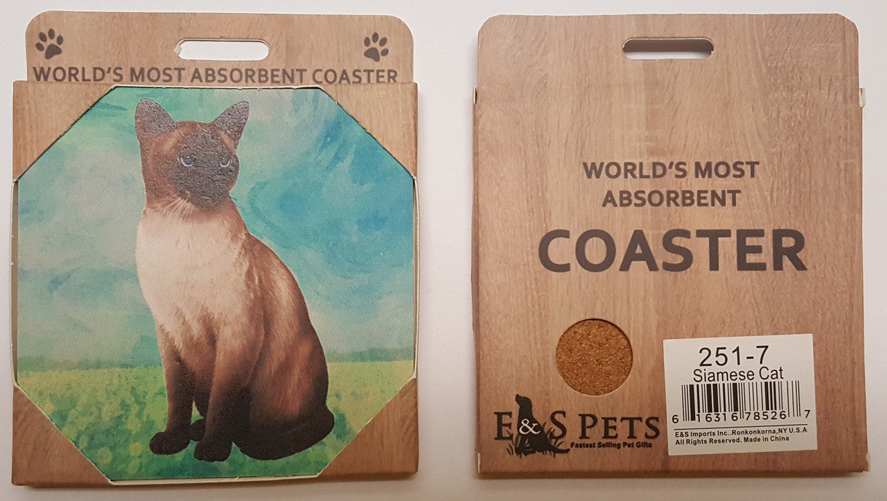 E&S Imports Ceramic Pet Coasters - Siamese Cat (251-7)