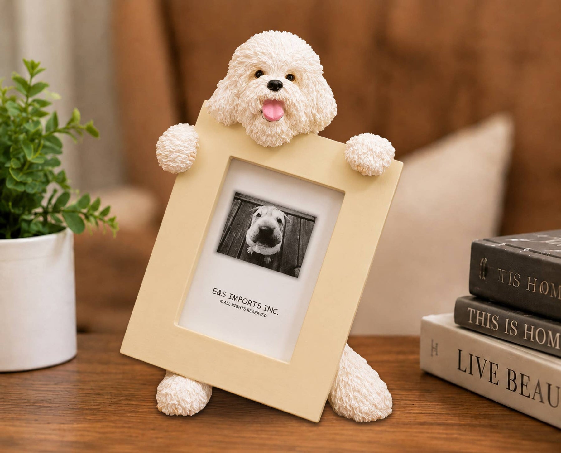 Bichon Frise (2 1/2x3 1/2) Small Photo Picture Ceramic Frame from E&S Imports