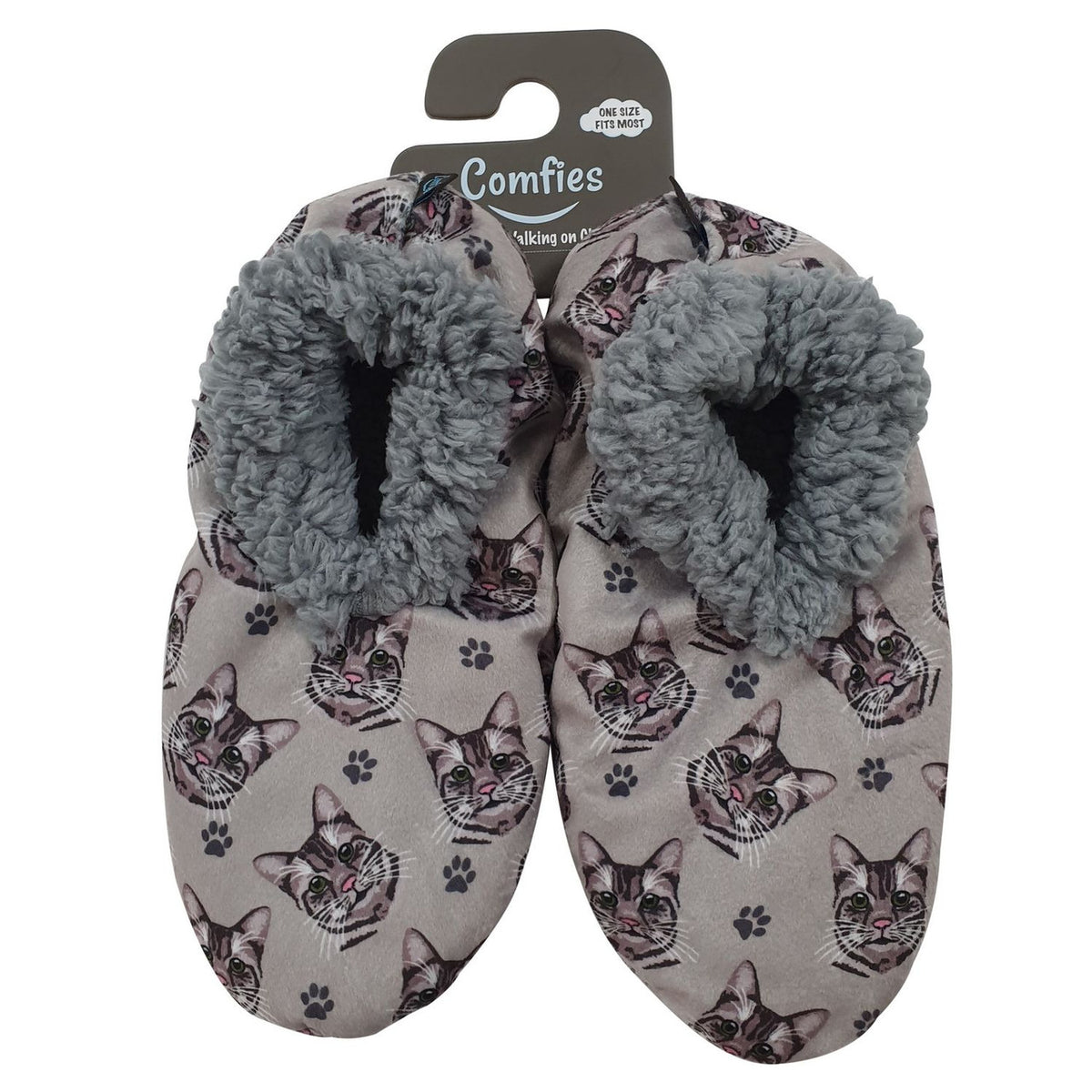 Comfies Pet Lover Slippers-Silver Tabby Cat (282-9B)