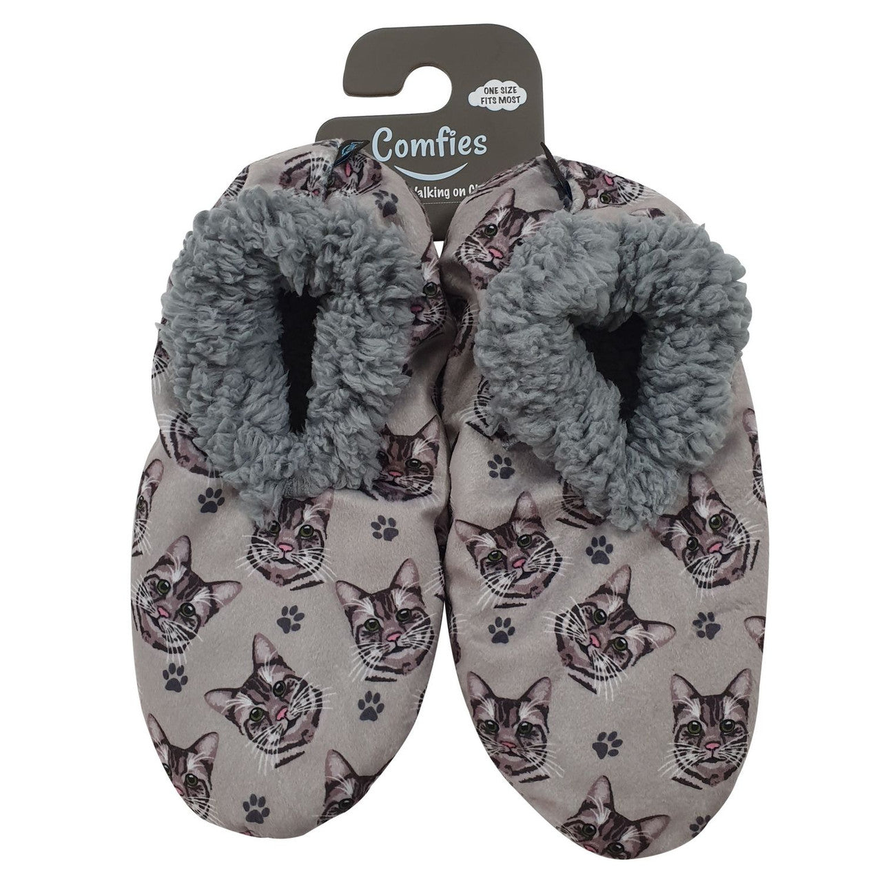 Comfies Pet Lover Slippers-Silver Tabby Cat (282-9B)