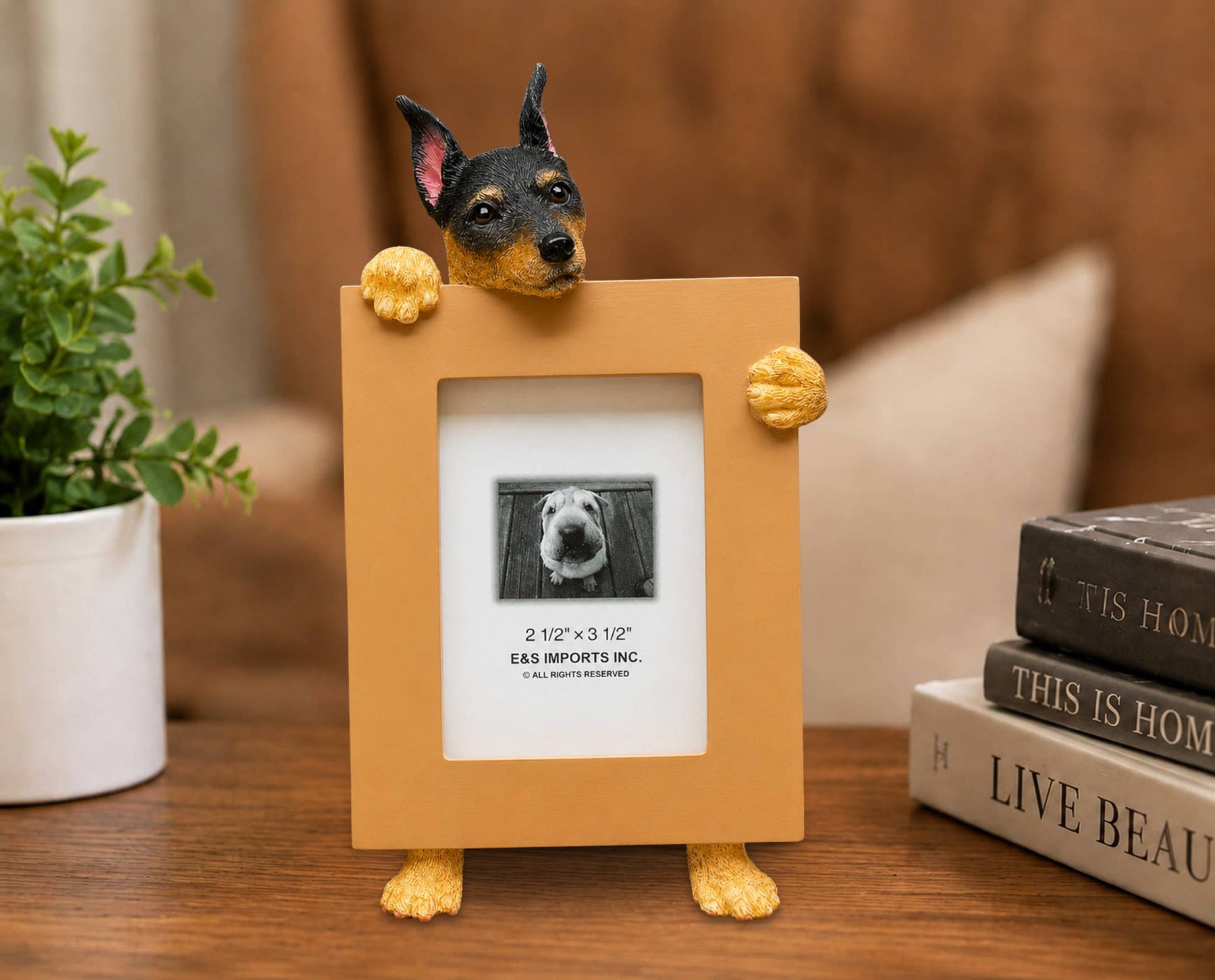Miniature Pinscher, black & tan (2 1/2x3 1/2) Small Photo Frame: Ceramic