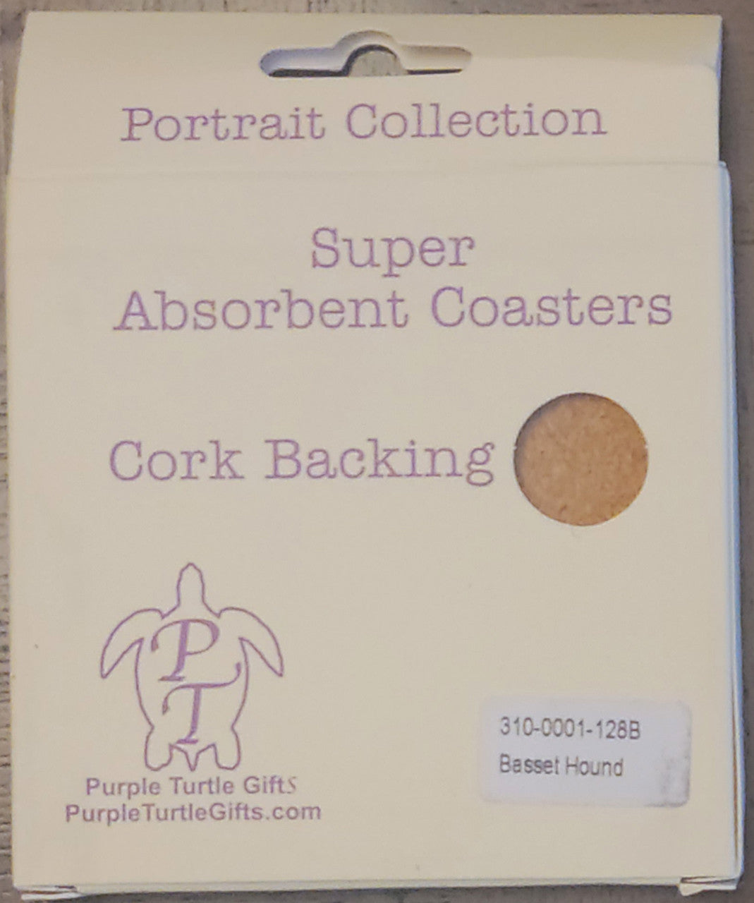 Purple Turtle Gifts Portrait Collection Absorbent Coaster-Basset Hound Black 