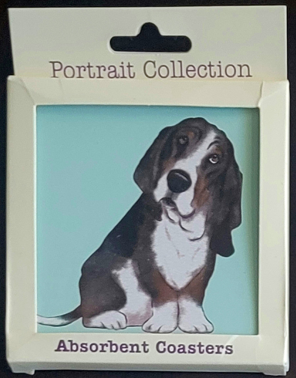 Purple Turtle Gifts Portrait Collection Absorbent Coaster-Basset Hound Black 