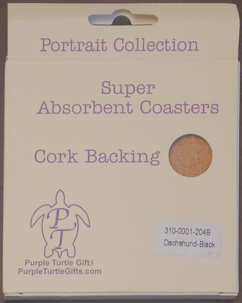 Purple Turtle Gifts Portrait Collection Absorbent Coaster-Dachshund Black