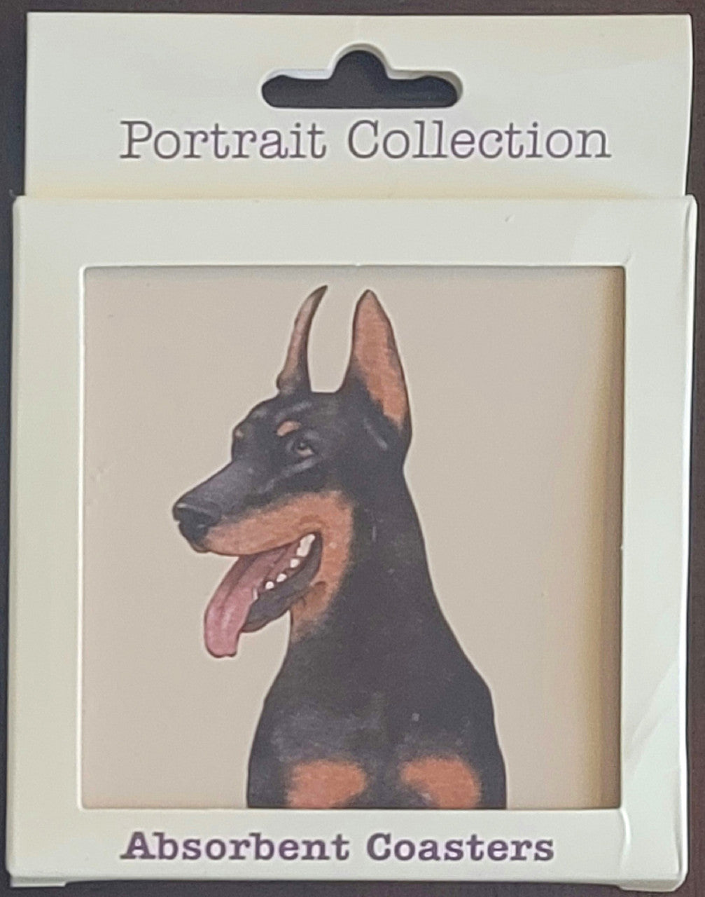 Purple Turtle Gifts Portrait Collection Absorbent Coaster-Doberman Pinscher