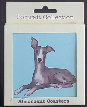 Purple Turtle Gifts Portrait Collection Absorbent Coaster-Greyhound