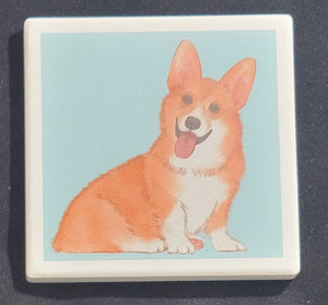 Purple Turtle Gifts Portrait Collection Absorbent Coaster-Pembroke Welsh Corgi