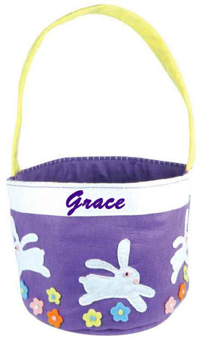 Purple Three Bunnies Leaping Easter Basket (3BUN-86) from Groovy Holilday