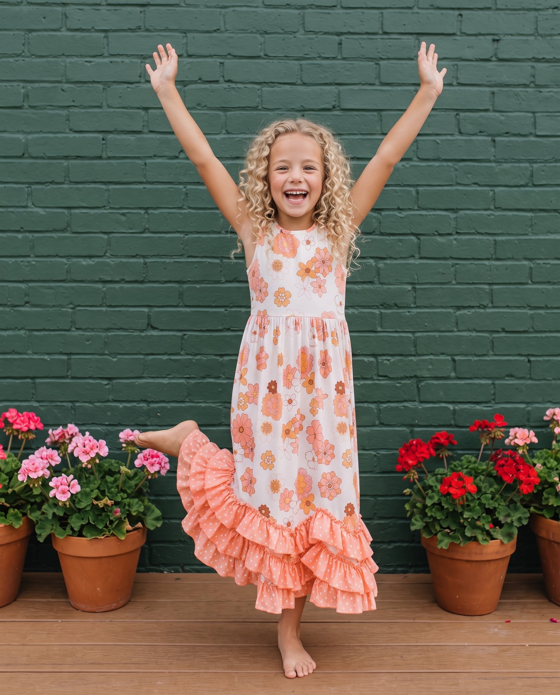 3 Tiered Terra Cotta Ruffles Dress