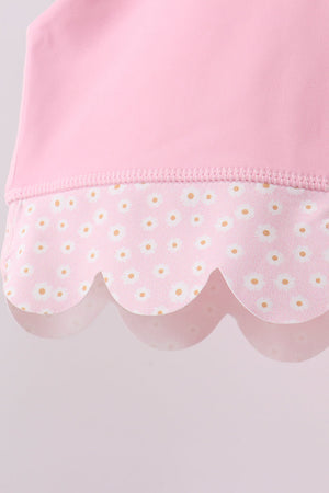 Pink scalloped active skorts set