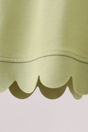 Sage scalloped zipper shorts set