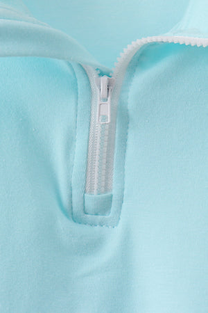 Light blue scalloped zipper shorts set