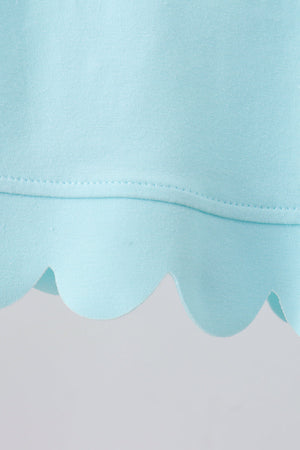 Light blue scalloped zipper shorts set