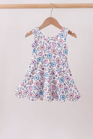 Floral Performance Scalloped Tank Dress