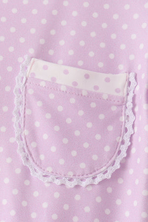 Lavender polka dot pocket ruffle pants set