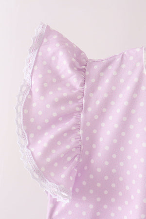 Lavender polka dot pocket ruffle pants set