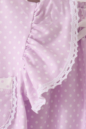 Lavender polka dot pocket ruffle pants set