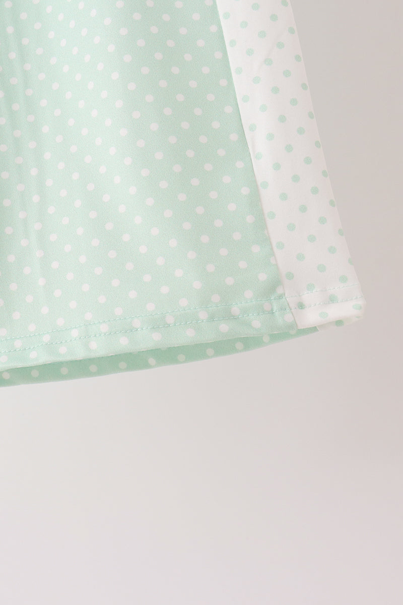 Green polka dot pocket ruffle pants set