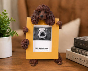 Poodle, brown (2 1/2x 3 1/2) Small Photo Frame: Ceramic