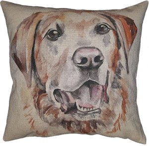 Cotton & Linen Dog Pillow - Yellow Labrador Retriever (10358)