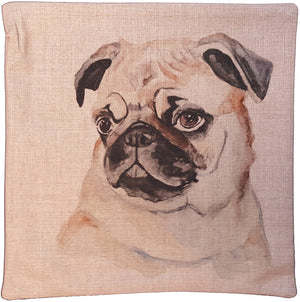Cotton & Linen Dog Pillow - Pug (10360)