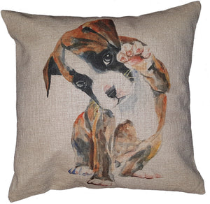 Cotton & Linen Dog Pillow - Boxer (10368)