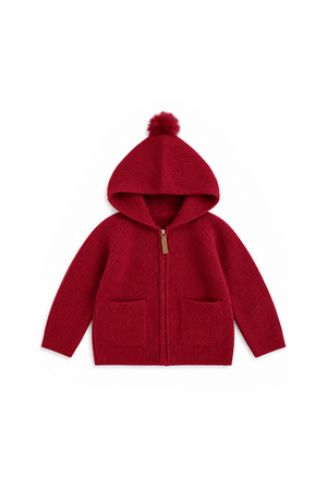 Red zipper cardigan sweater