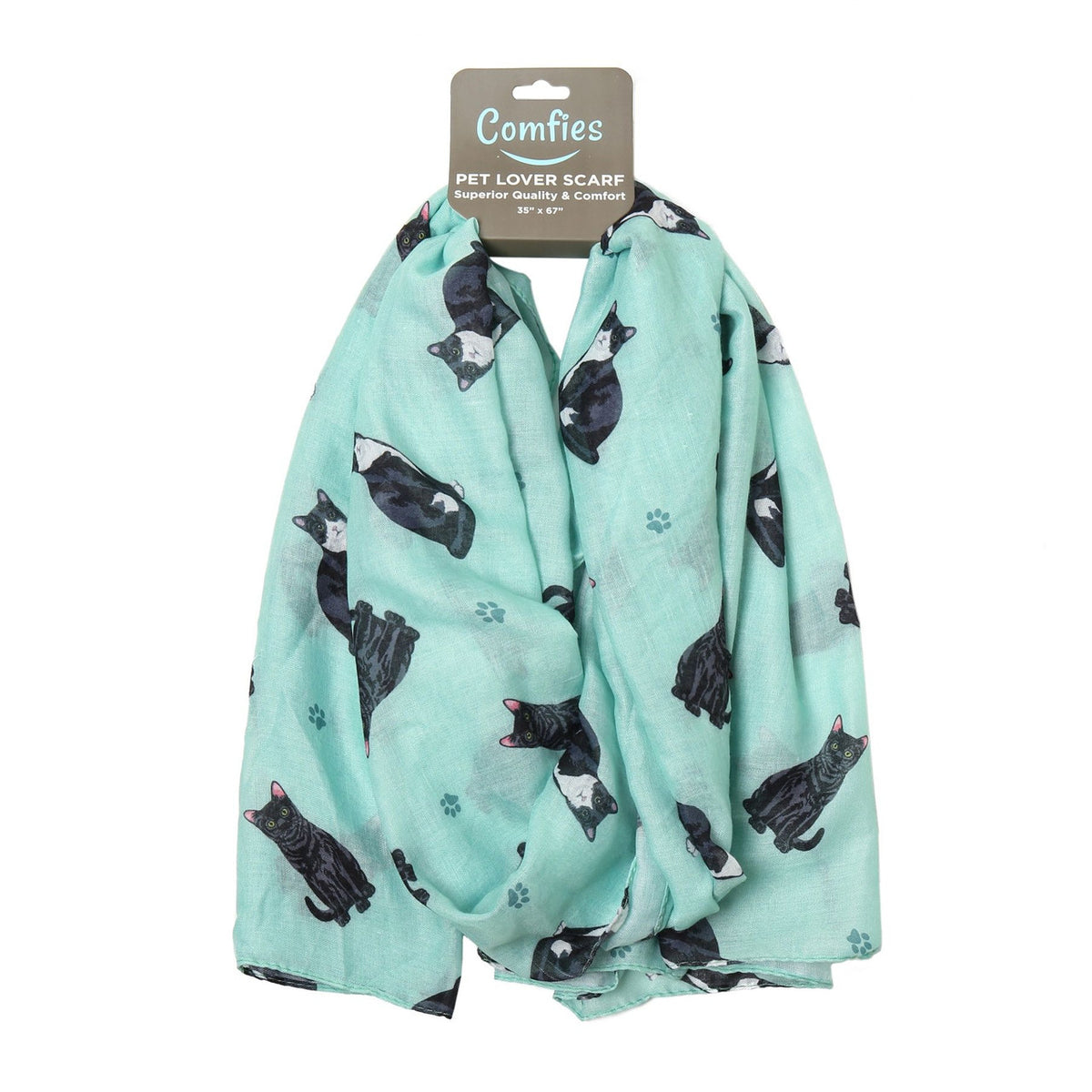 E&S Pet Lover Scarf - Black & White Cat (632-3)