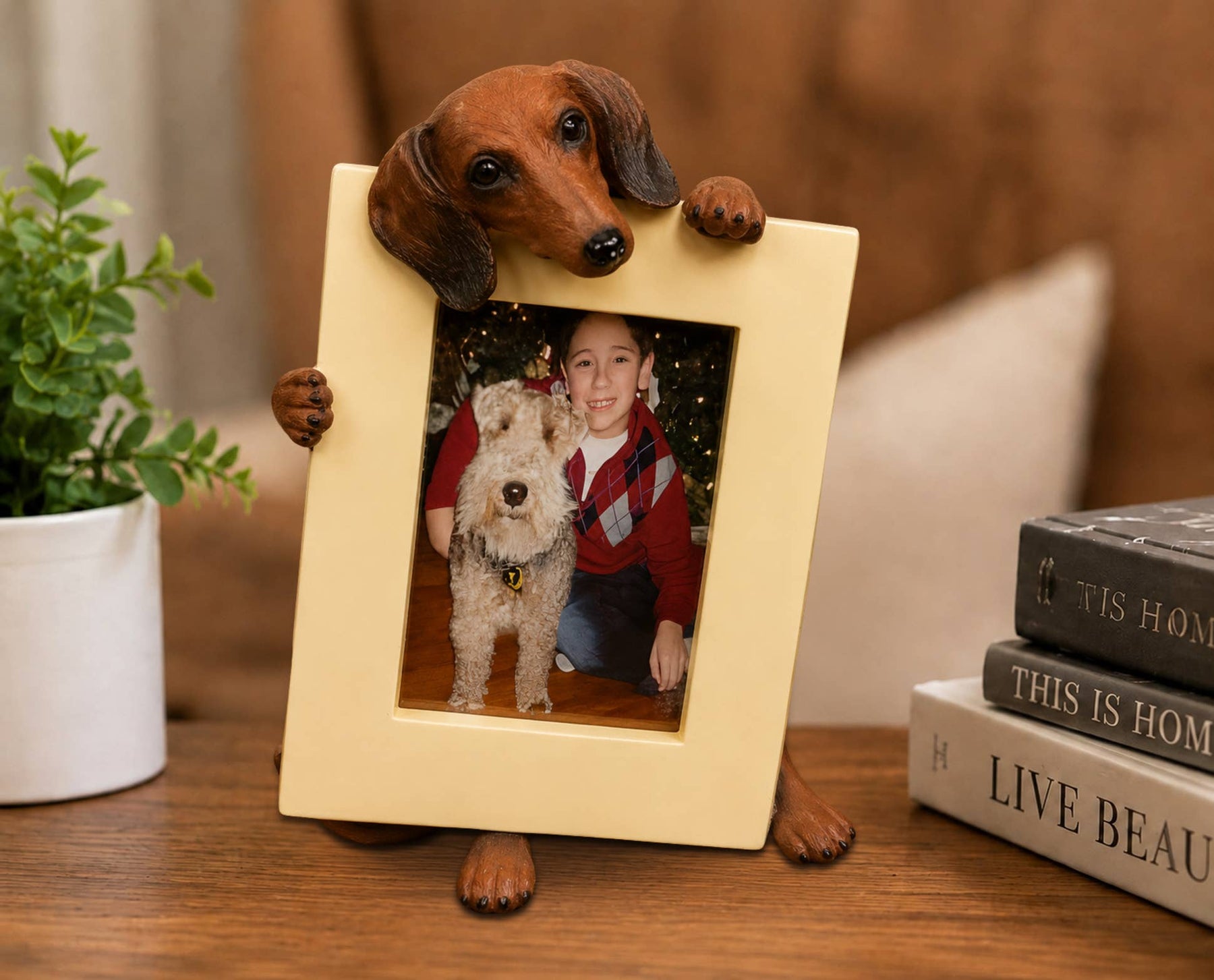 Dachshund (2 1/2x3 1/2) Small Photo Picture Ceramic Frame from E&S Imports
