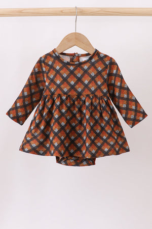 Premium brown plaid muslin bubble