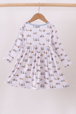 Premium blue character print bamboo dress