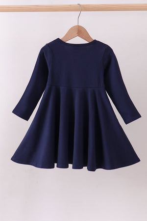 Premium Navy Auburn  tiger applique dress
