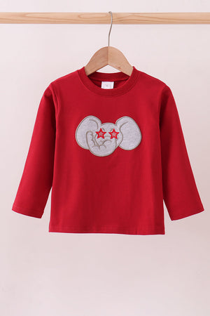 Premium Maroon Alabama elephant applique top