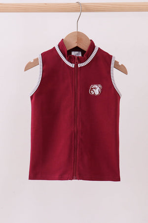 Premium Maroon Mississippi bulldog embroidery vest
