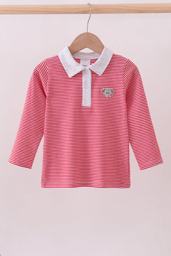 Premium Red Alabama stripe elephant embroidery button down shirt