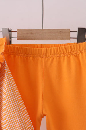 Premium Orange Tennessee puppy football embroidery ruffle pants set