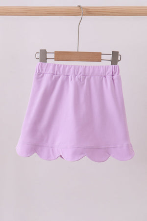 Purple scallop hem bow skort