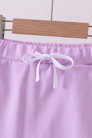 Purple scallop hem bow skort