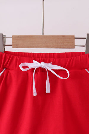 Red scallop hem bow skort