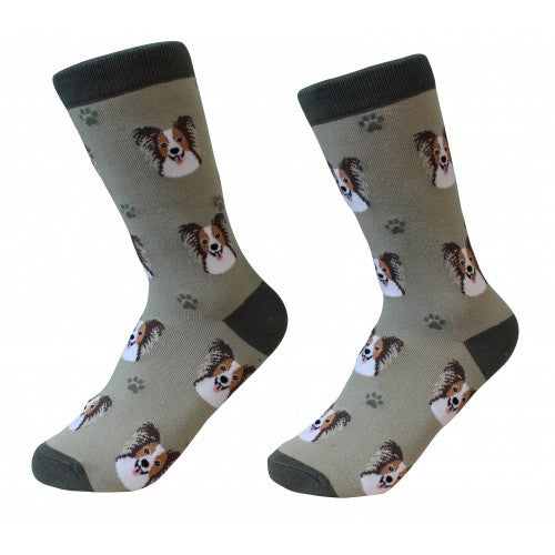 E&S Imports Pet Lover Unisex Socks - Papillon (800-63) 