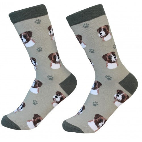 E&S Imports Pet Lover Unisex Socks - Boxer, Uncropped (800-6)