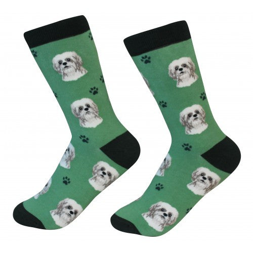 E&S Imports Pet Lover Unisex Socks - Shih Tzu (tan) (800-87)