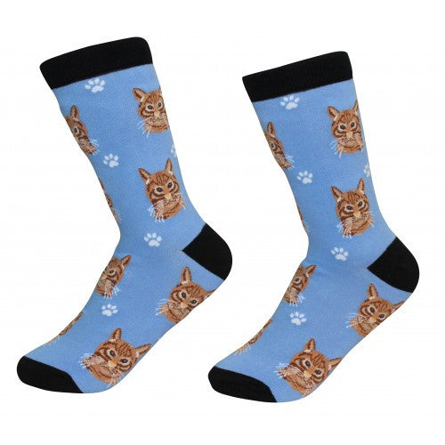 E&S Imports Pet Lover Unisex Socks - Tabby (Orange) Cat (E&S-801-9)