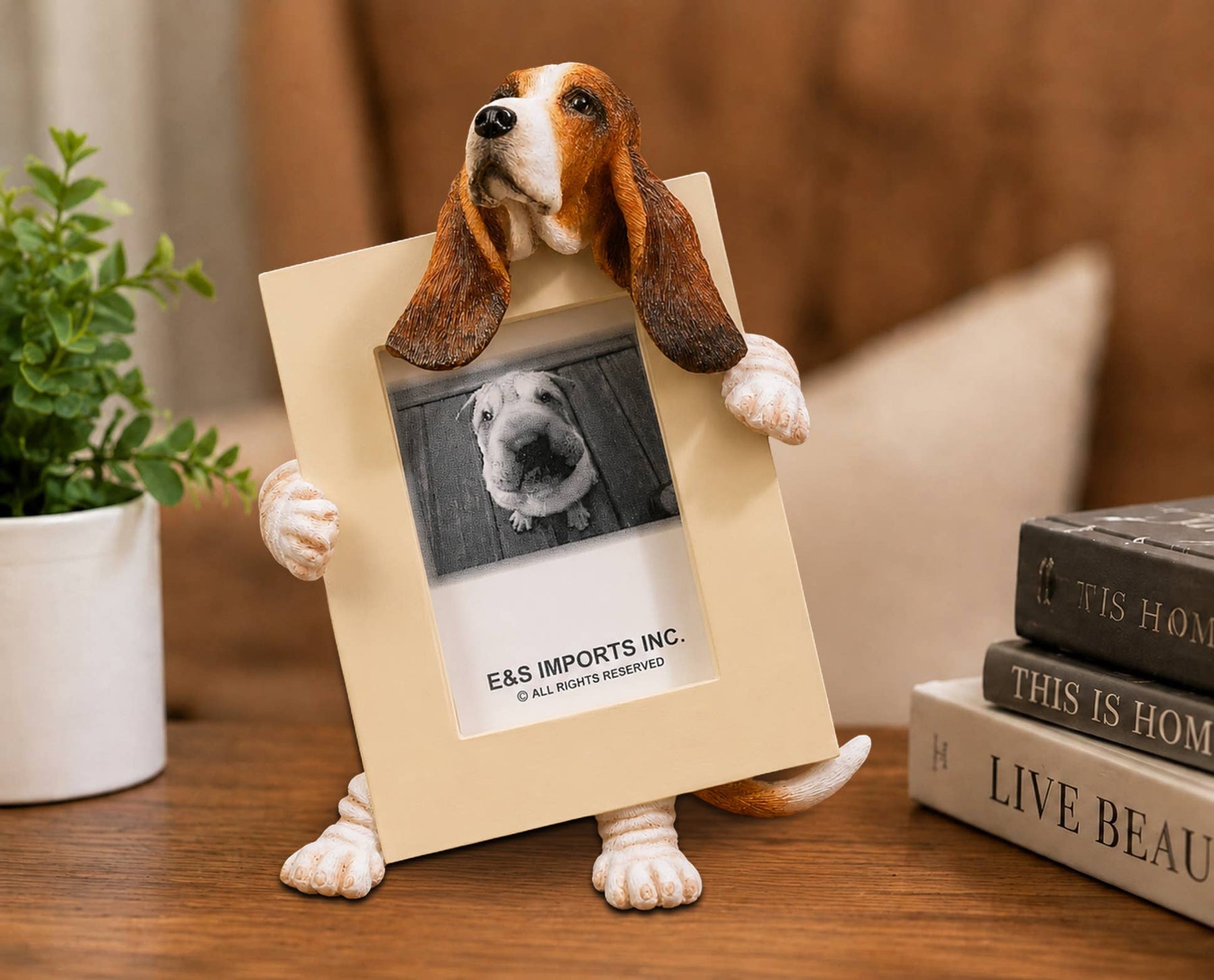 Basset Hound (2 1/2x3 1/2) Small Photo Picture Ceramic Frame from E&S Imports