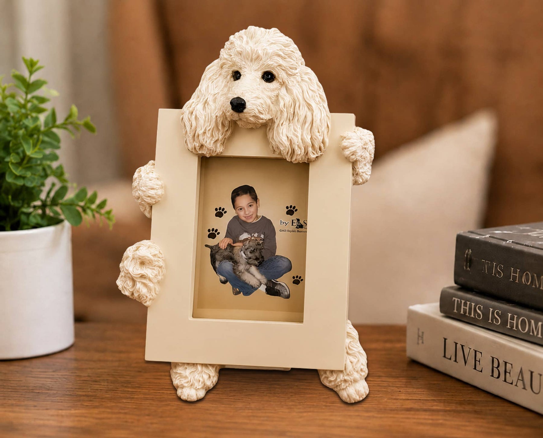 Poodle, White (2 1/2x3 1/2) Small Photo Frame: Ceramic
