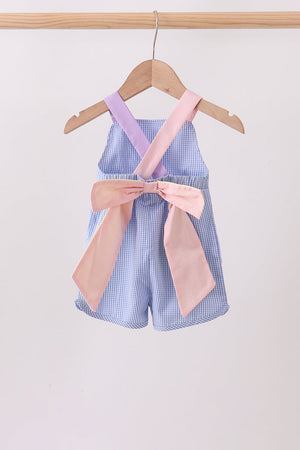 Blue ruffle bow bubble