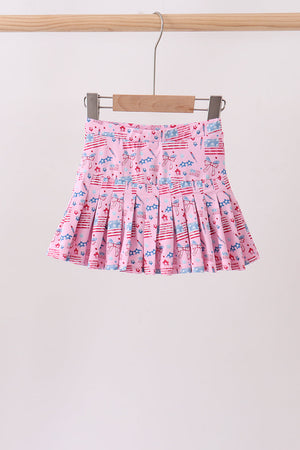 Pink flag star print skorts